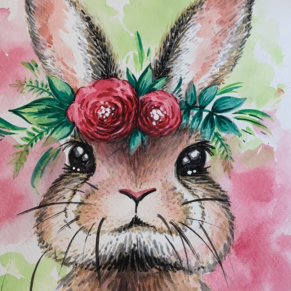 SALE!! Cottontail bunny painting handmade.   2 - Picture 2 of 6